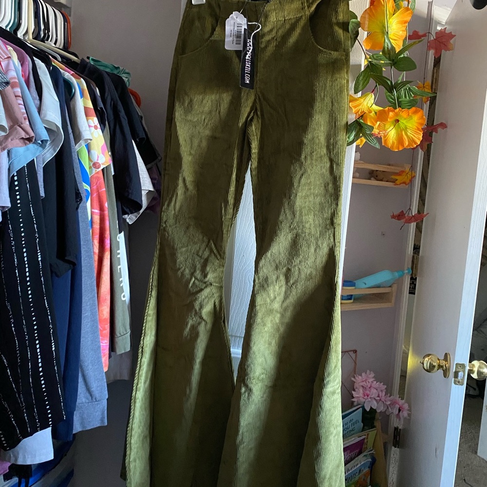 Green Corduroy Flared Pants Size XS Dolls Kill Current Mood Brand New